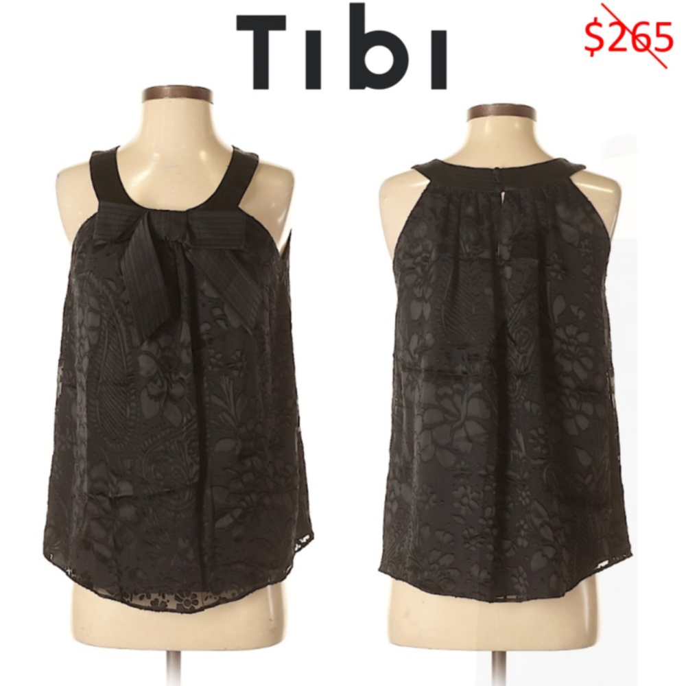 Tibi Sleeveless Blouse w/ Bow at Neckline